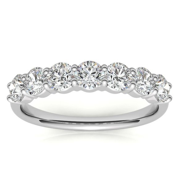 7-Stone Round Moissanite Shared-Prong Ring (3.5mm, 0.15ct) - Picture 2 of 16